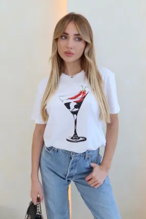 chilli cocktail white printed t-shirt