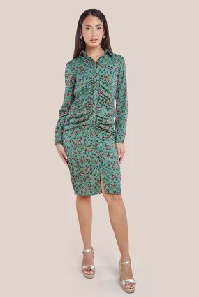 City Goddess Floral Print Shirt Dress