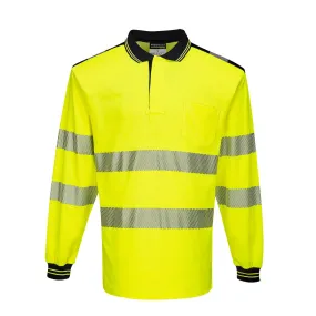 Class 3 Portwest PW3 Hi-Vis Long Sleeve Polo Shirt Yellow/Black