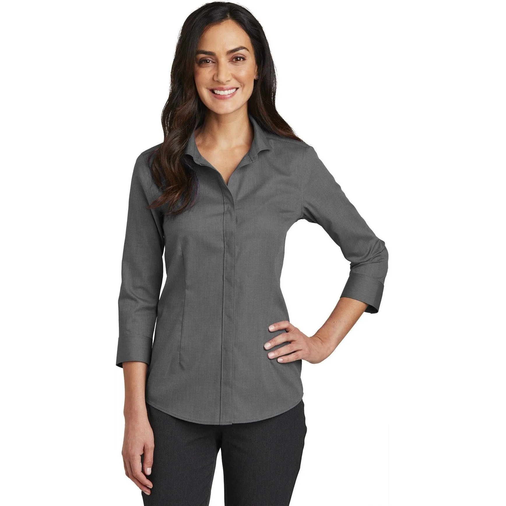 CLOSEOUT - Red House Ladies 3/4-Sleeve Nailhead Non-Iron Shirt