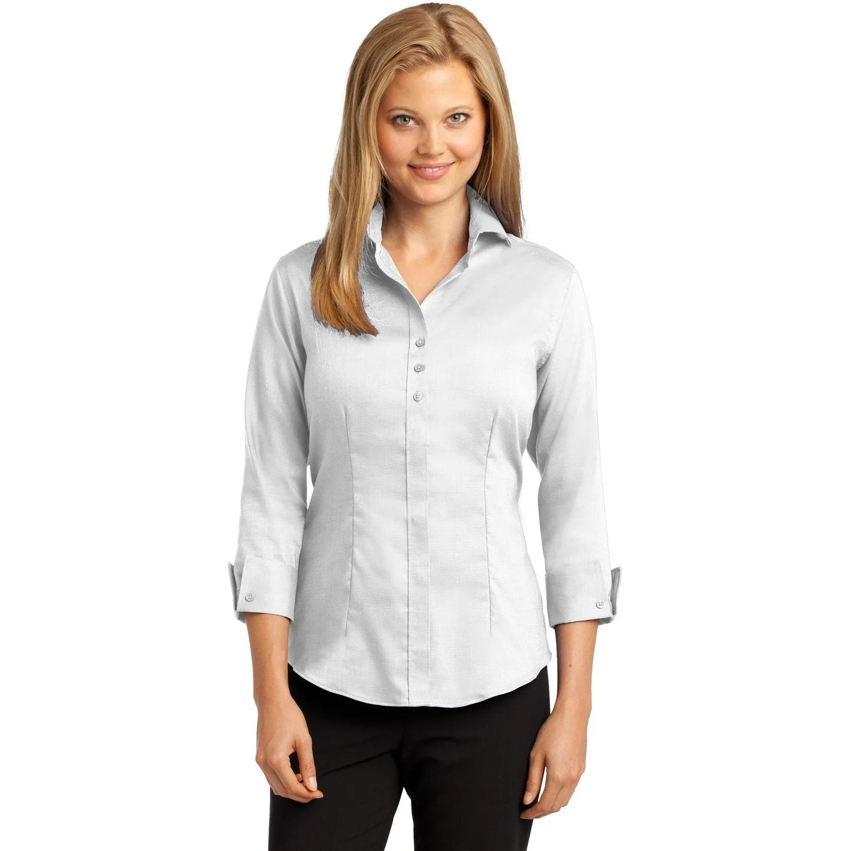 CLOSEOUT - Red House Ladies 3/4-Sleeve Nailhead Non-Iron Shirt