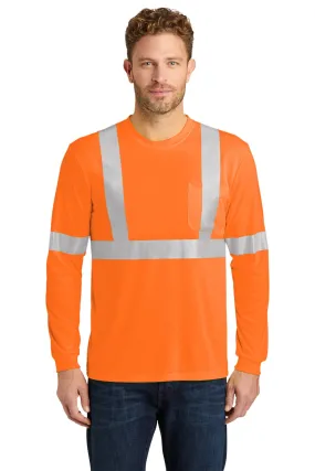 CornerStone ANSI 107 Long Sleeve Safety T-Shirt, Safety Orange/ Reflective