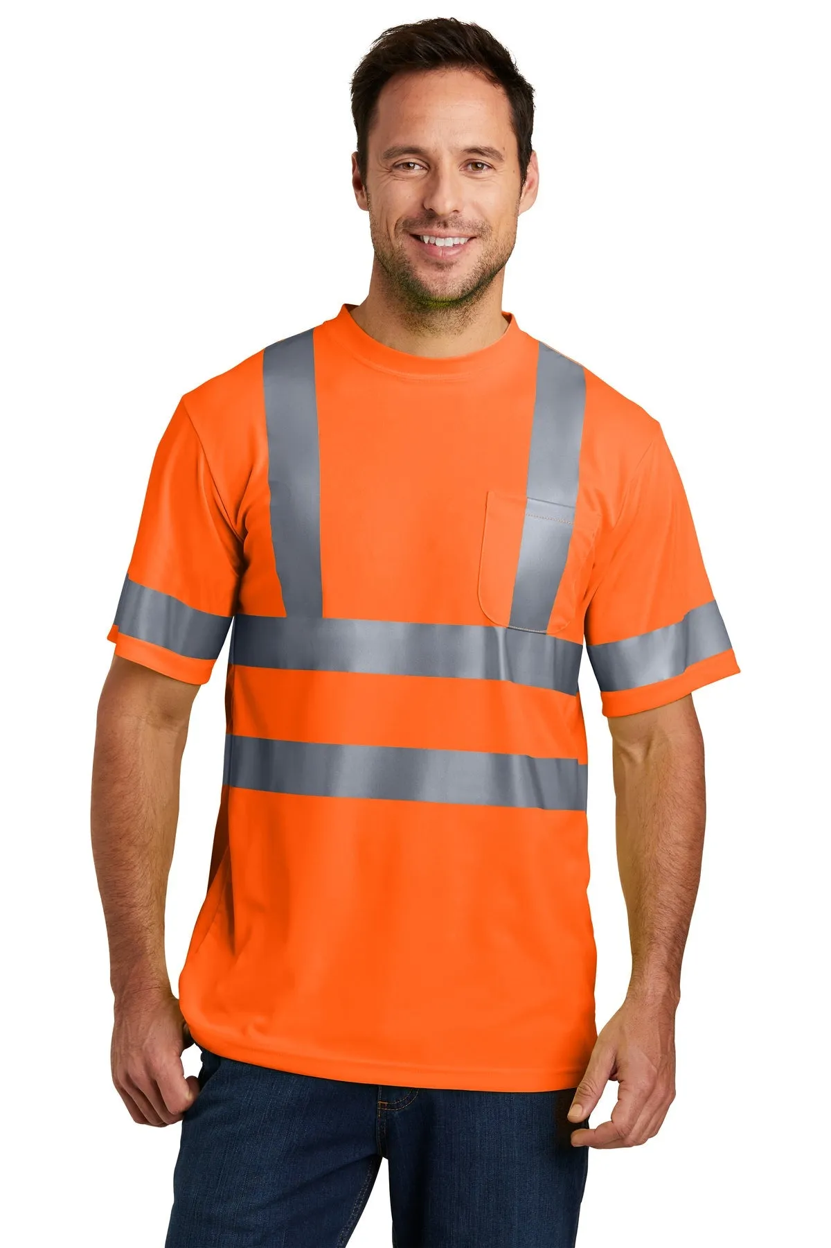 CornerStone ANSI 107 Short Sleeve Reflective T-Shirt, Safety Orange