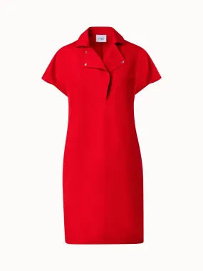 Cotton Stretch Gabardine Dress with Biker Collar