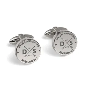 Couple Names Initials and Address Engraved Cufflinks