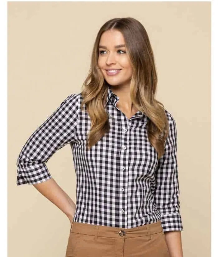 Degraves Royal Oxford Check 3/4 Sleeve Womens Shirt