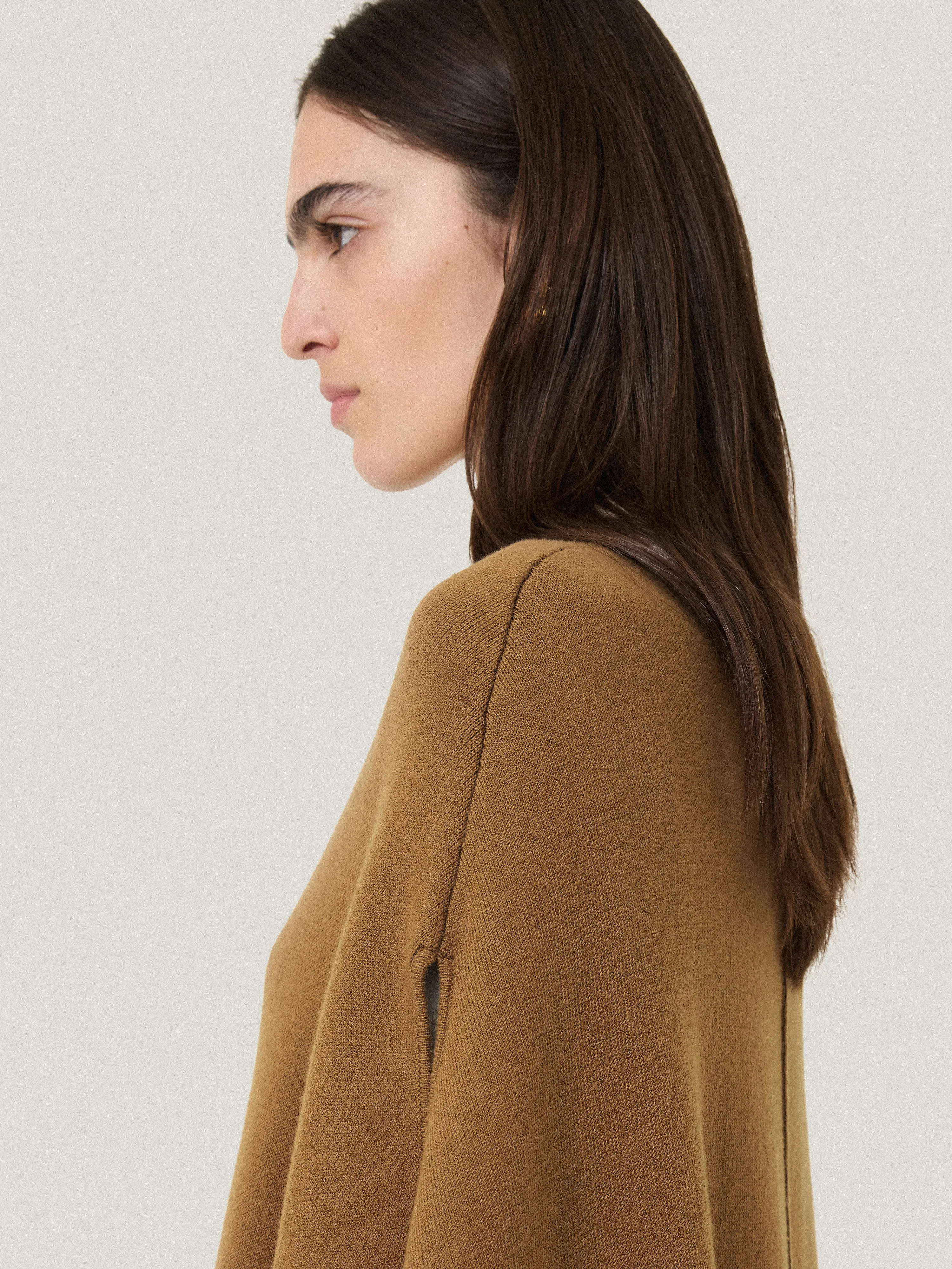 Double Face Knit Poncho | Toffee