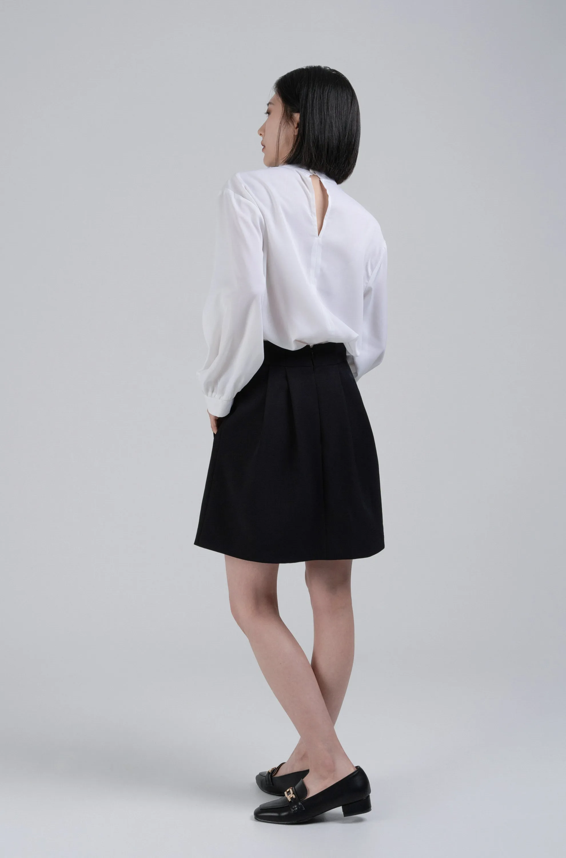 Double-tuck Belted Skirt