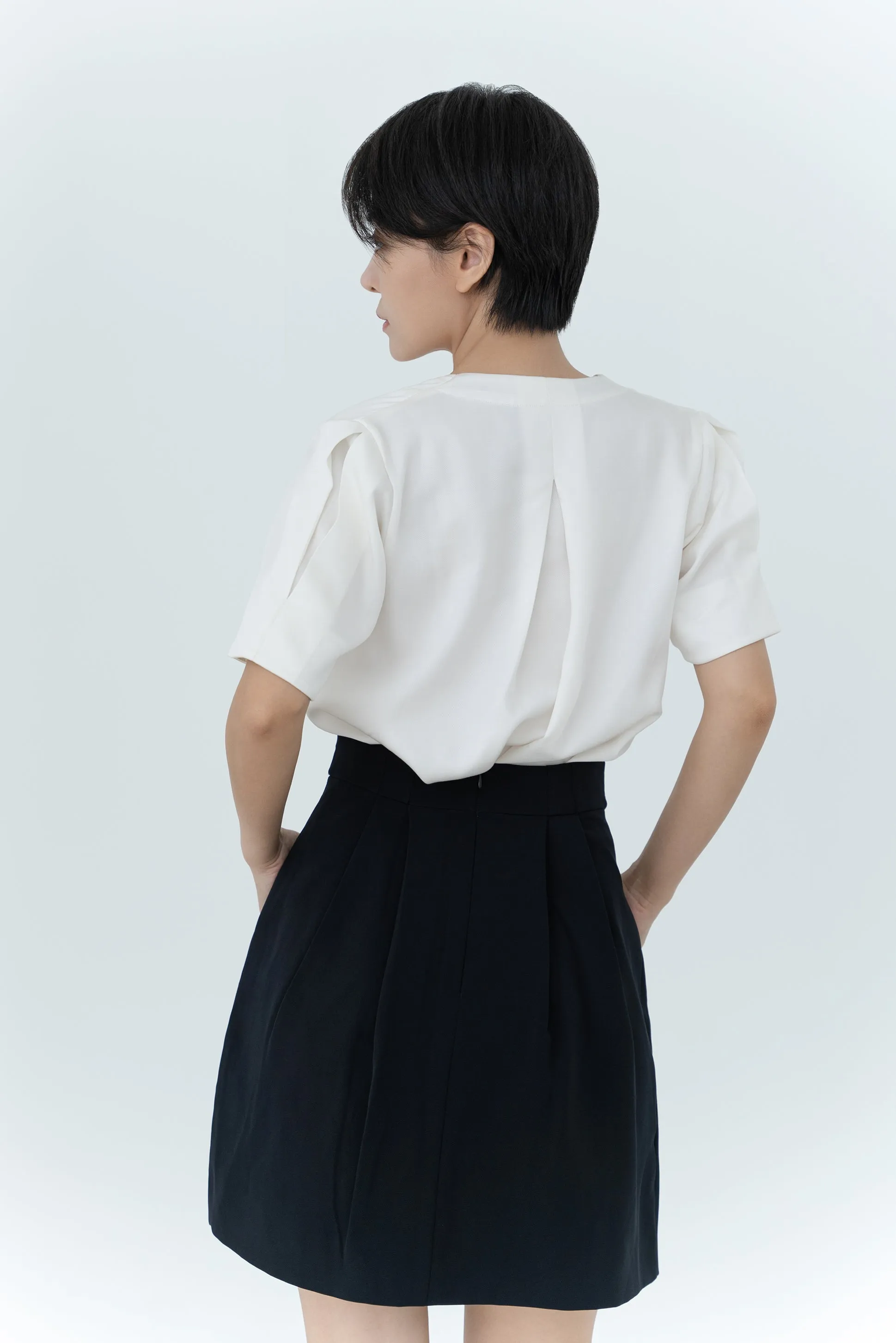 Double-tuck Belted Skirt