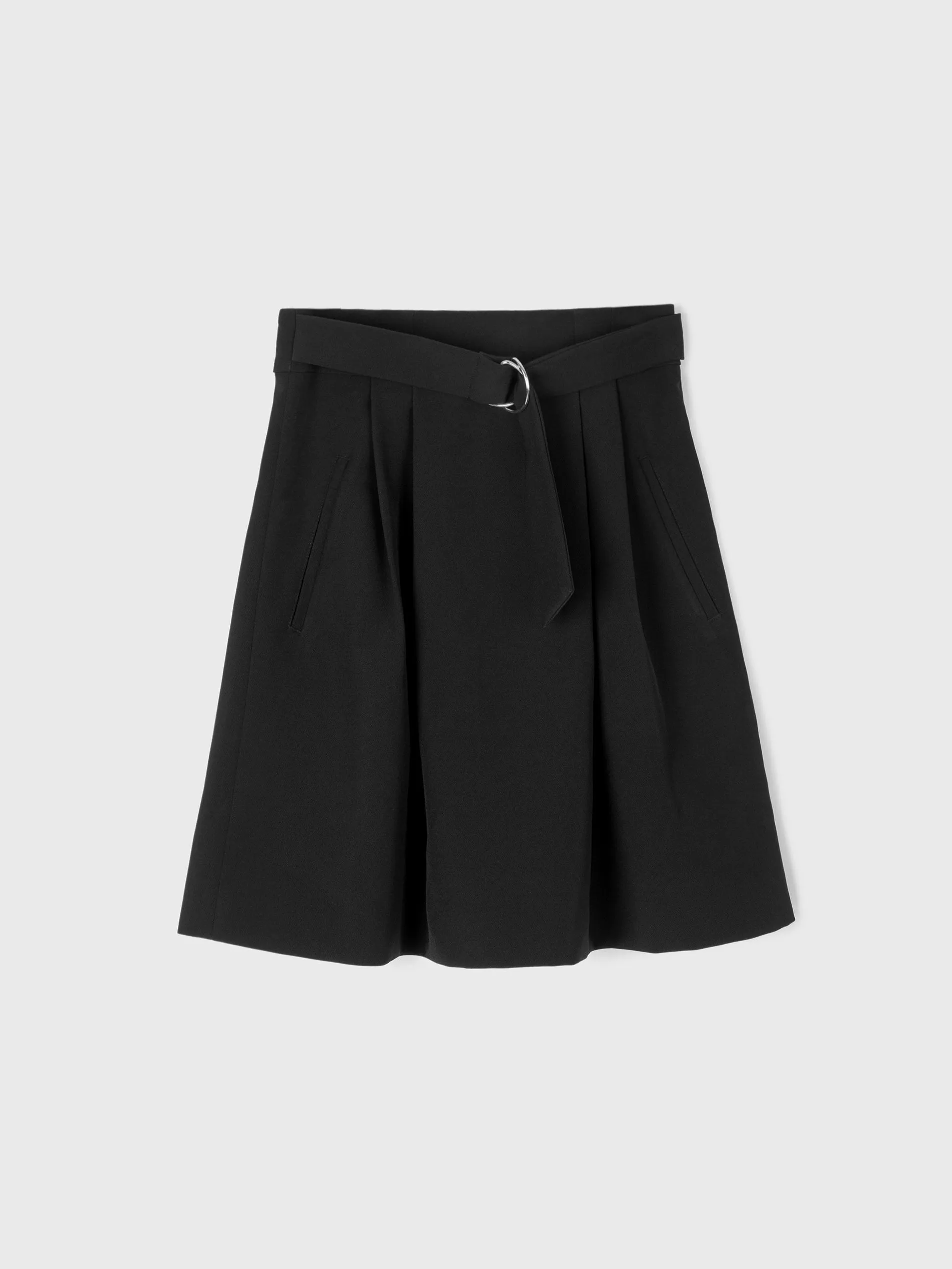 Double-tuck Belted Skirt