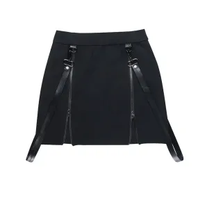 Double Zipper Split Mini Skirts for Women 2023 Gothic Dark Academia Clothes High Waist Black Skirt E Girls P80-CH23