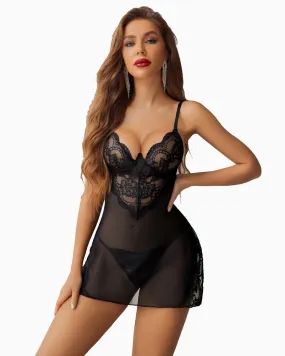 Dress Mesh Nightdress with Thong