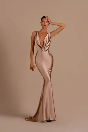 Elegant Champagne Mermaid Prom Dress Long Slimming