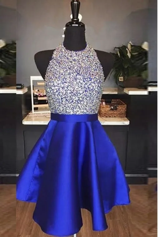 Elegant Halter Short Royal Blue Homecoming Dress