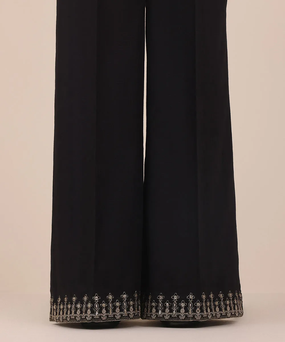 Embroidered Jacquard Flared Pants