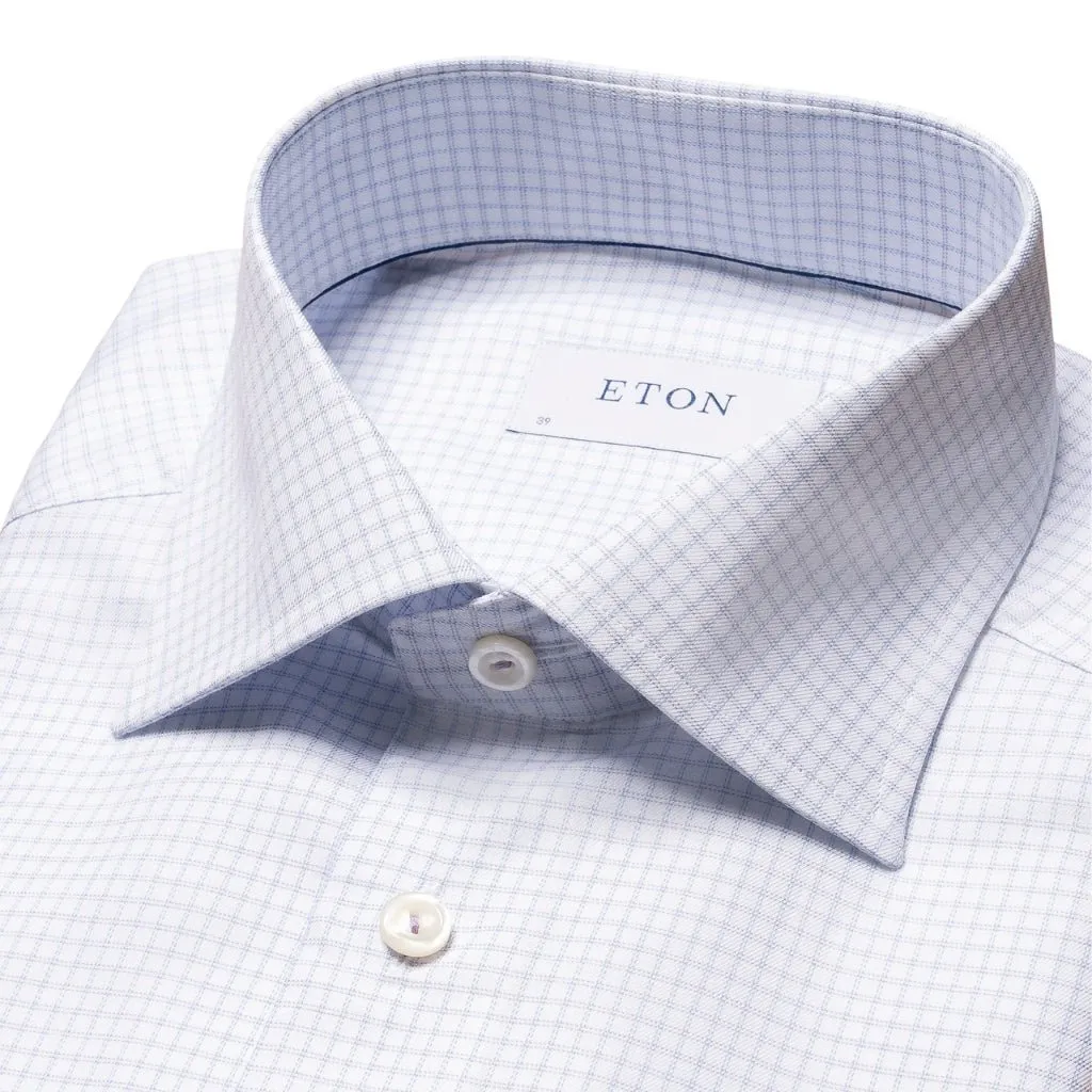 ETON Check Cotton Tencel Shirt Single Cuff Contemporary Fit LIGHT PURPLE