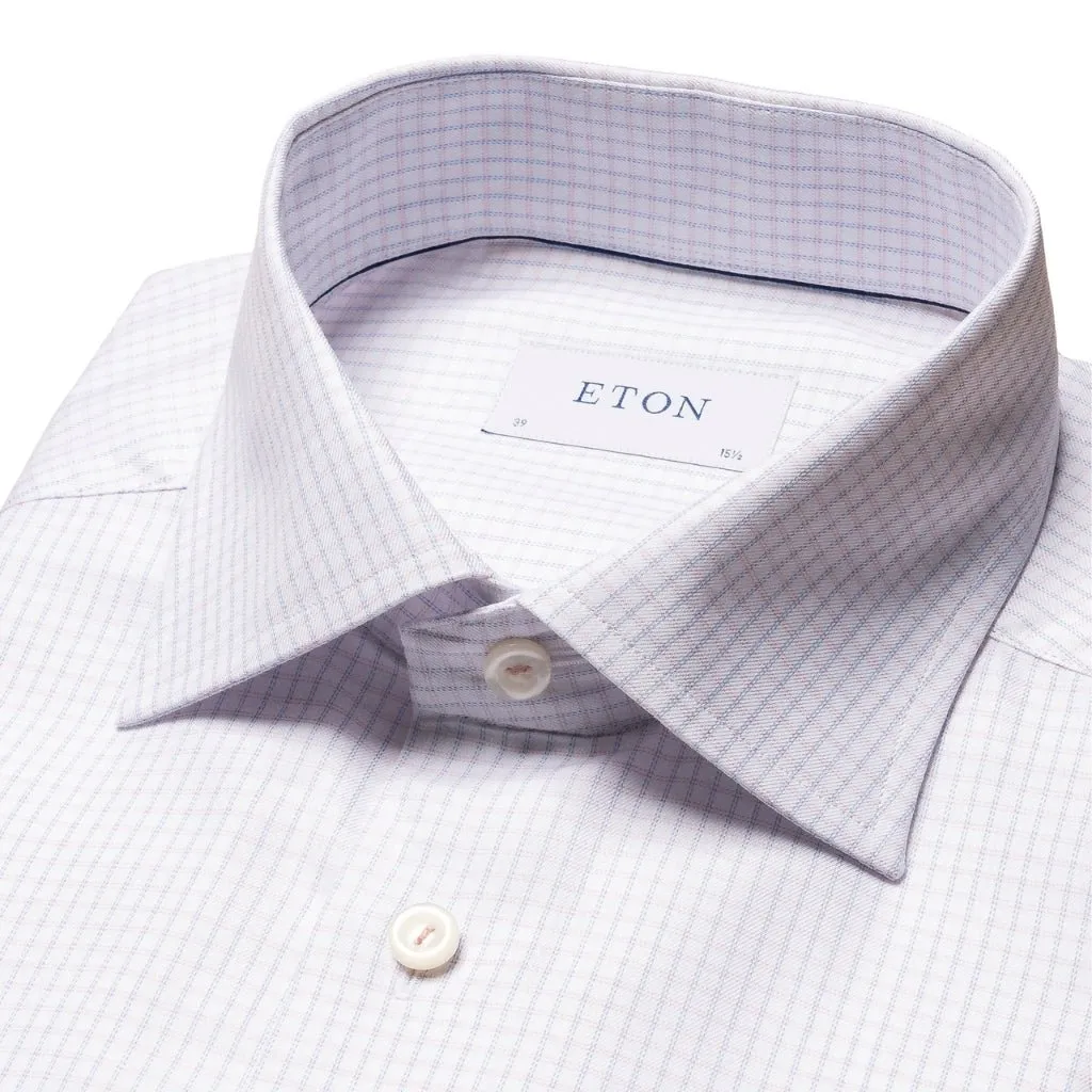 ETON Check Cotton Tencel Shirt Single Cuff Contemporary Fit PINK