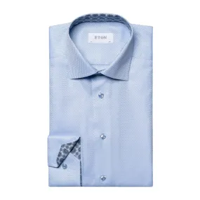 ETON Medallion Effect Long Sleeve Shirt SC Classic Fit LIGHT BLUE