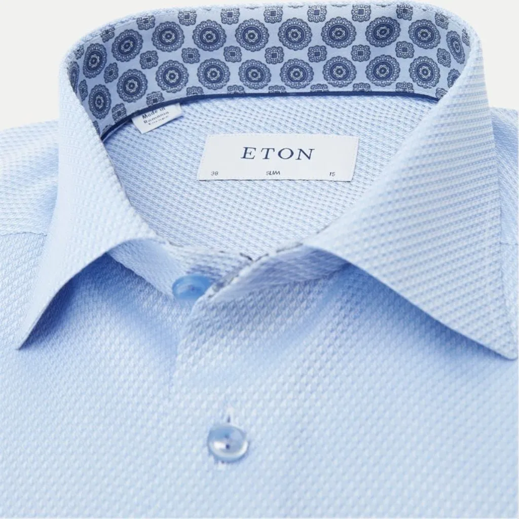 ETON Medallion Effect Long Sleeve Shirt SC Contemporary Fit LIGHT BLUE