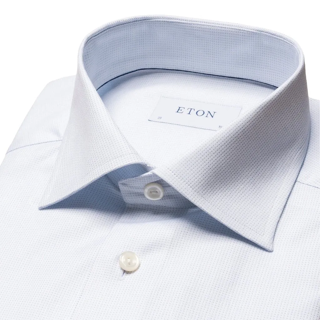 ETON Pin Dot Single Cuff Contemporary Fit Signature Twill Shirt LIGHT BLUE