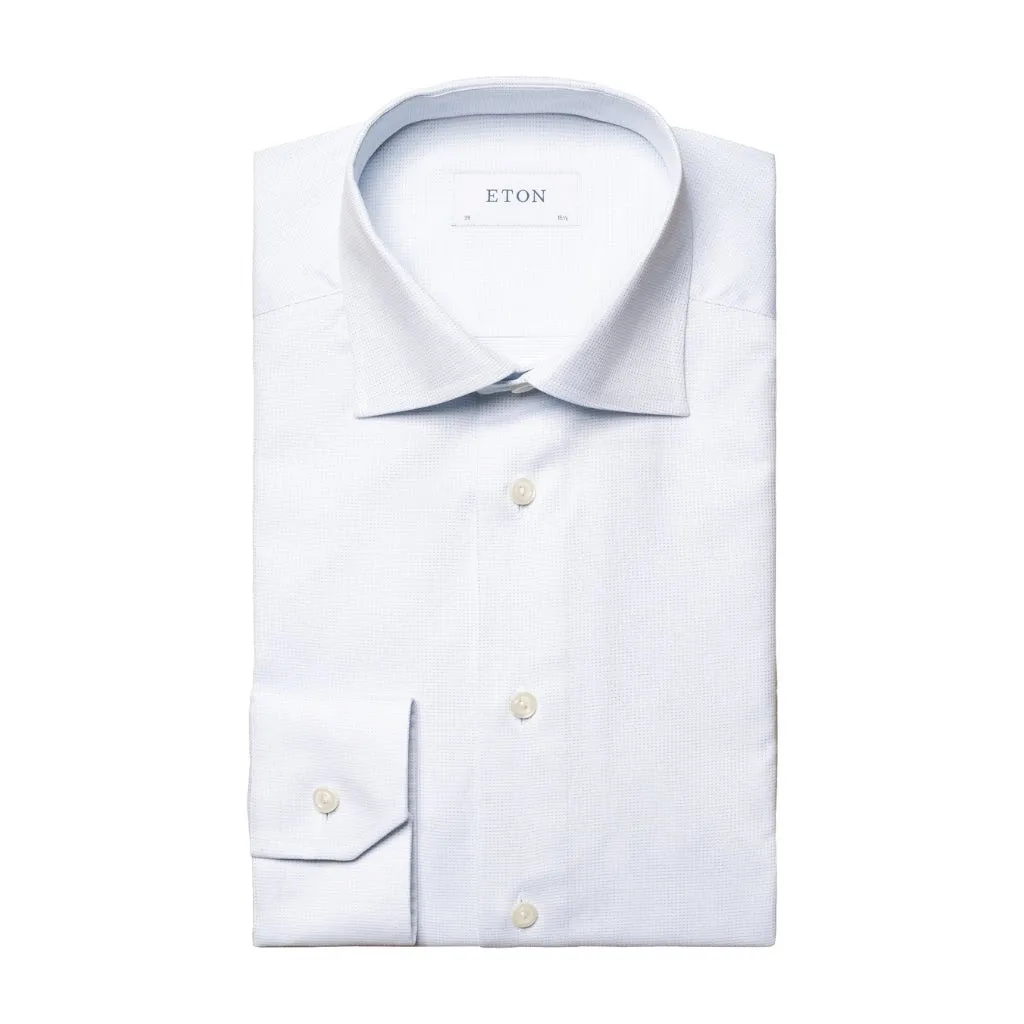 ETON Pin Dot Single Cuff Contemporary Fit Signature Twill Shirt LIGHT BLUE