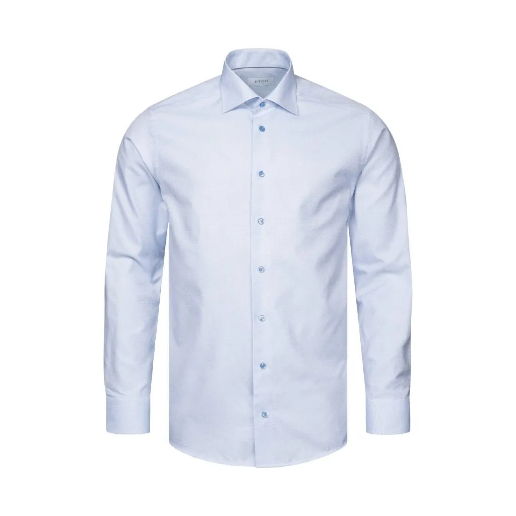 ETON Semi Solid Dobby Shirt Single Cuff Contemporary Fit LIGHT BLUE