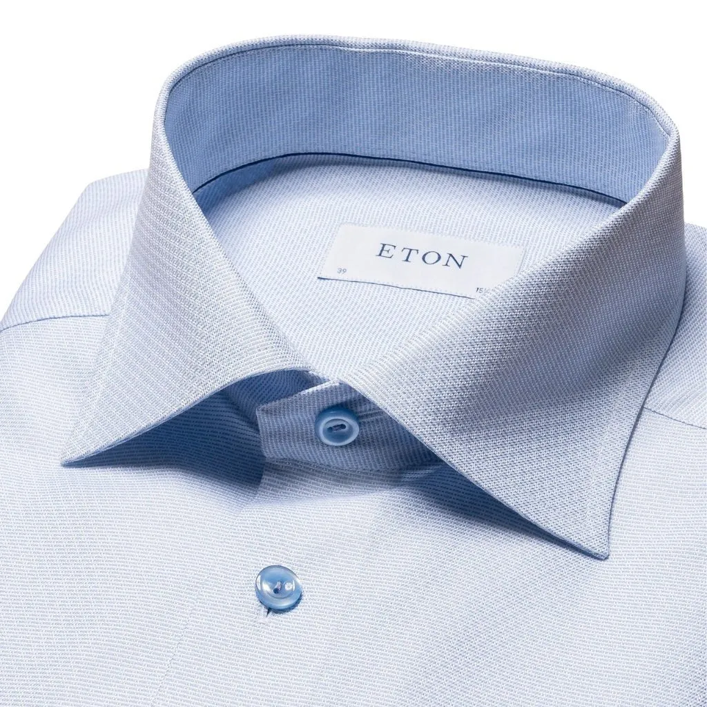 ETON Semi Solid Dobby Shirt Single Cuff Contemporary Fit LIGHT BLUE