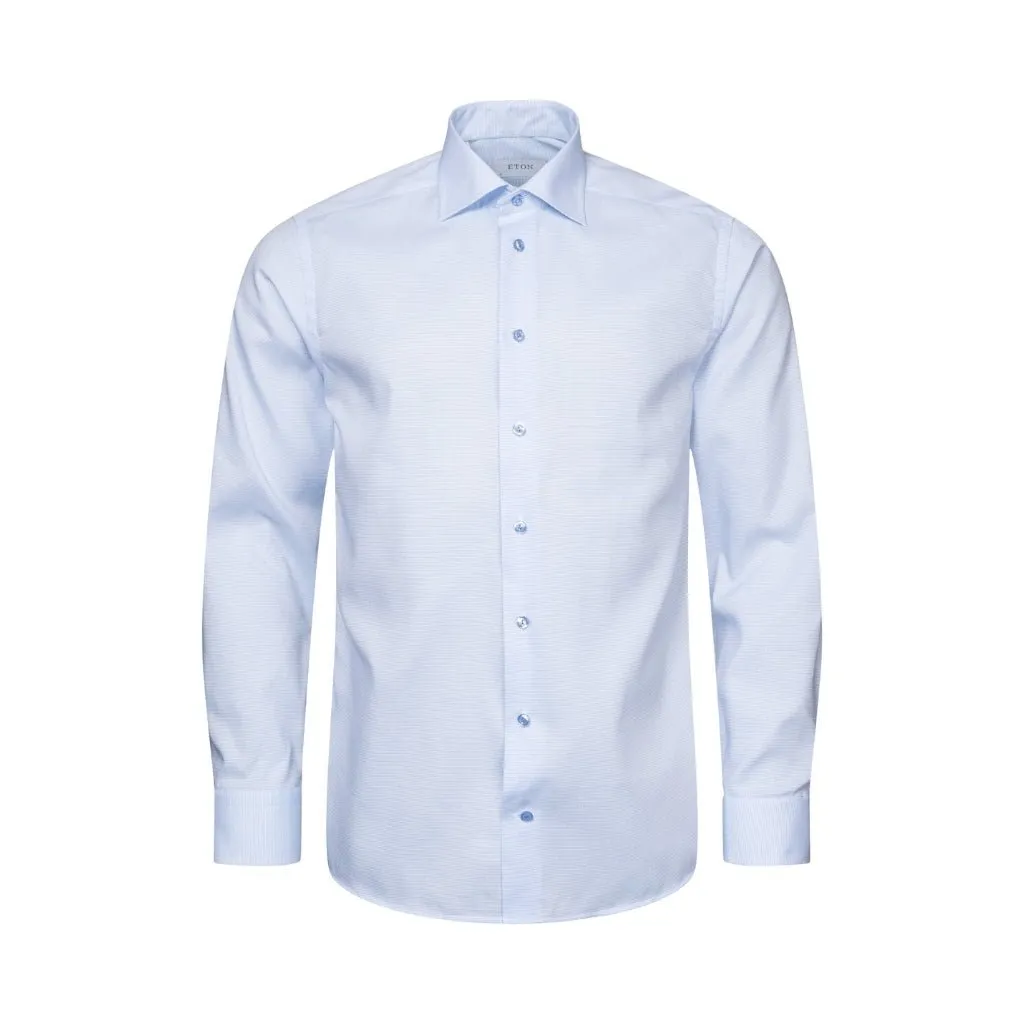 ETON Semi Solid Twill Shirt Single Cuff Contemporary Fit LIGHT BLUE