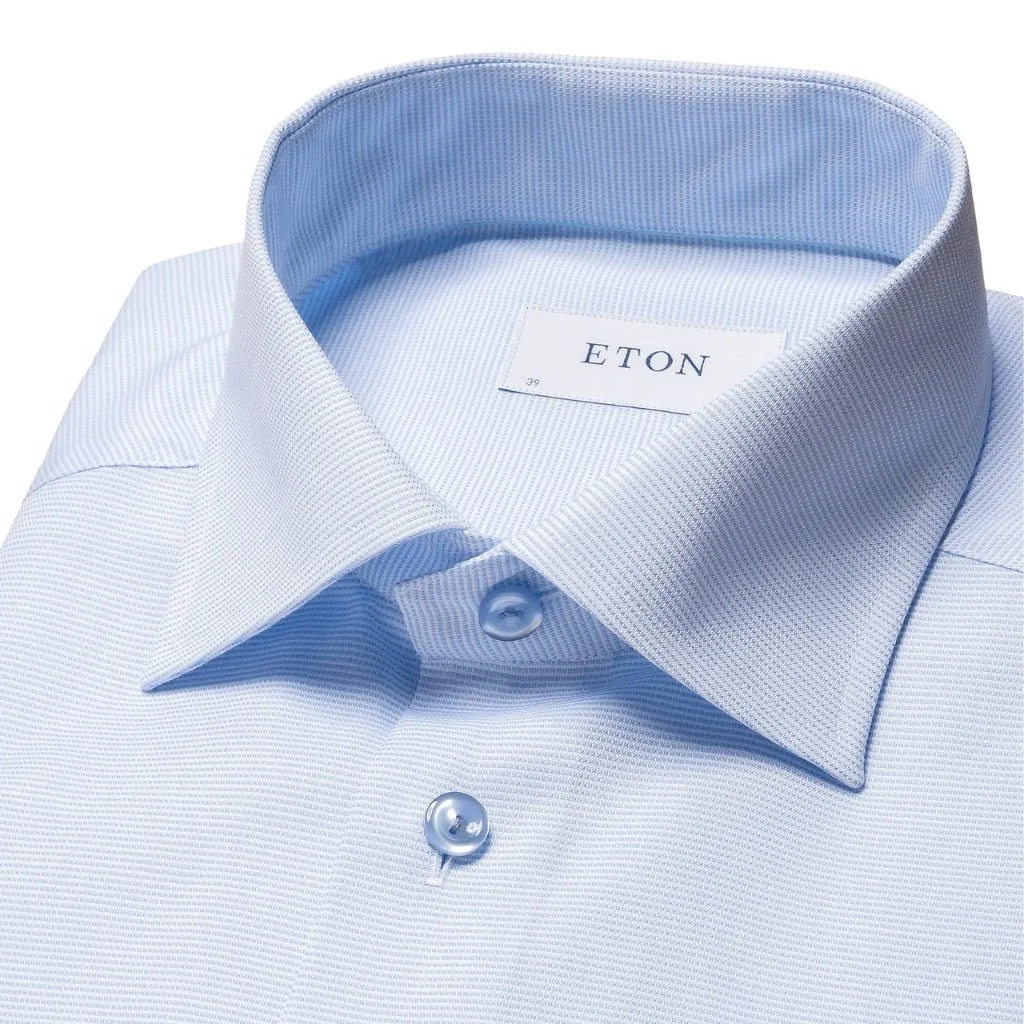 ETON Semi Solid Twill Shirt Single Cuff Contemporary Fit LIGHT BLUE