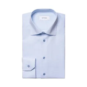 ETON Semi Solid Twill Shirt Single Cuff Contemporary Fit LIGHT BLUE