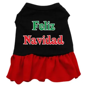 Feliz Navidad Screen Print Dress Black with Red XS (8)