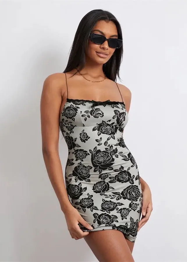 Floral Print Spaghetti Strap Dress