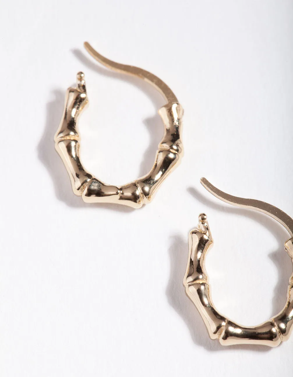 Gold Plated Sterling Silver Mini Bamboo Hoop Earrings