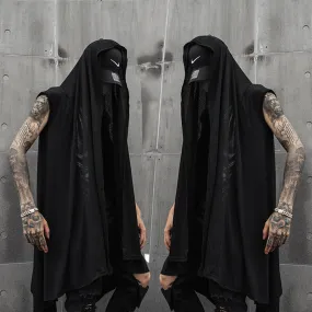 Gothic Black Sleeveless Hooded Cape Coat