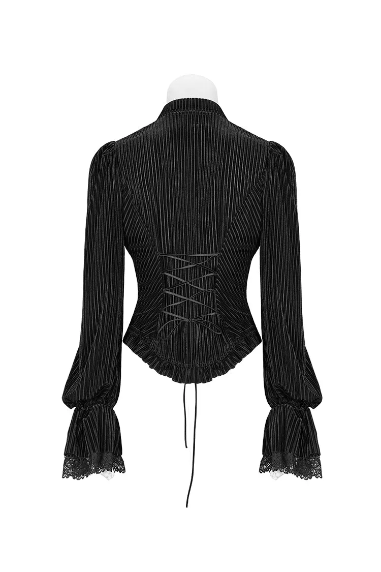 Gothic Dark-Grain Long Sleeve Velvet Shirt