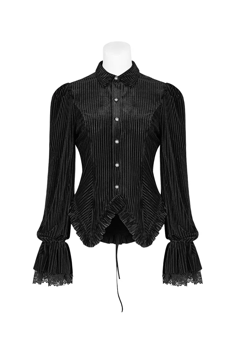 Gothic Dark-Grain Long Sleeve Velvet Shirt