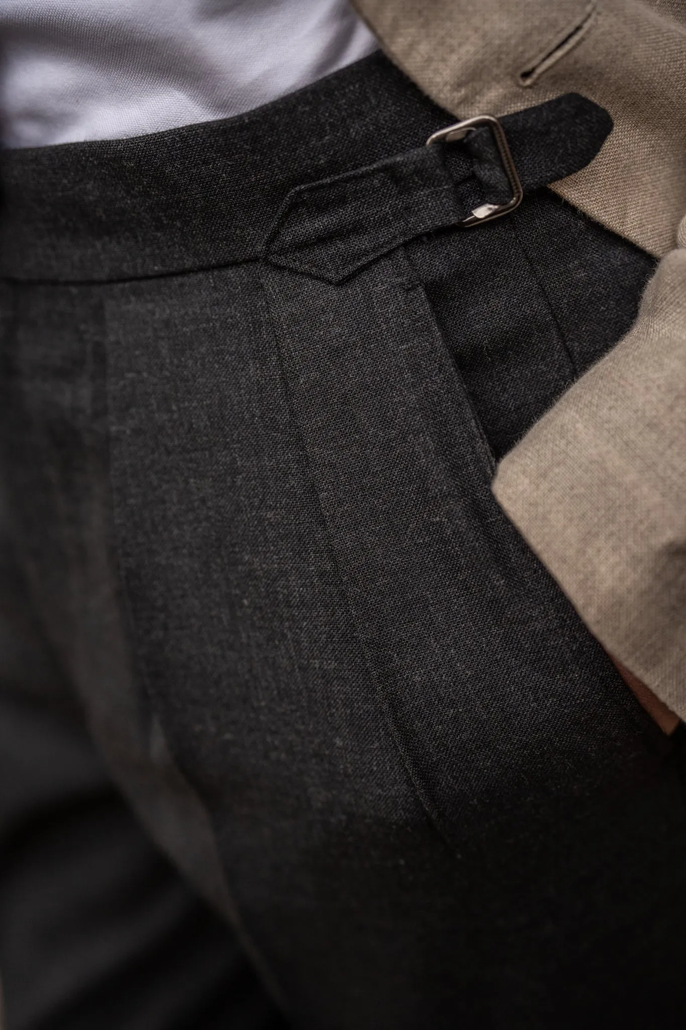 Grant Dark Grey Fresco Wool Trousers