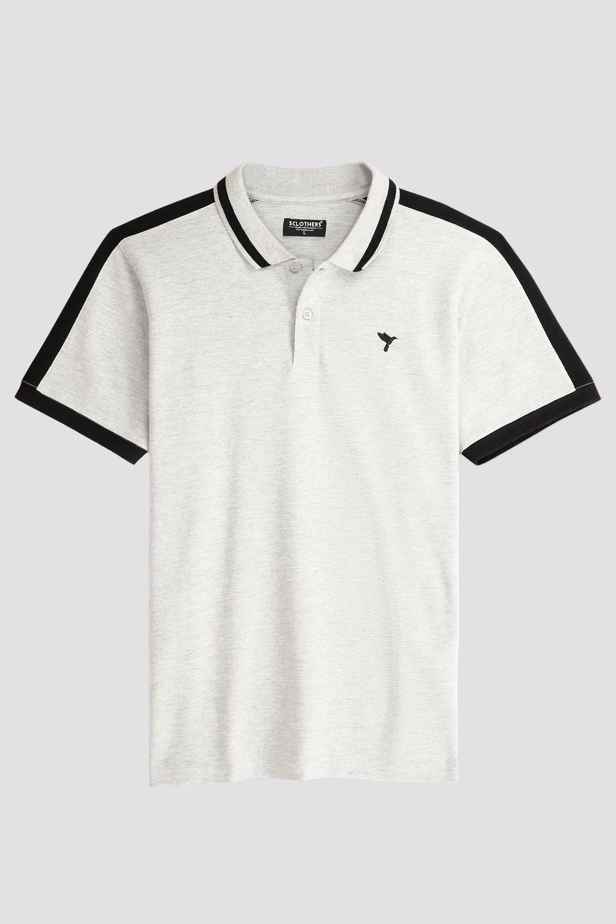 Grey Contrast Paneled Polo Shirt - A24 - MP0249R