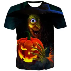 Halloween T-shirt Men Pumpkin Tshirts Casual Witch Tshirts Novelty Punk Tshirts Cool Gothic T shirts Funny Short Sleeve Fashion