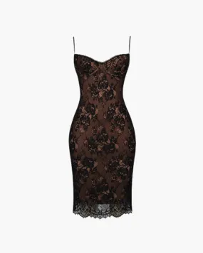 Ivana – Delicate lace overlay – Midi dress