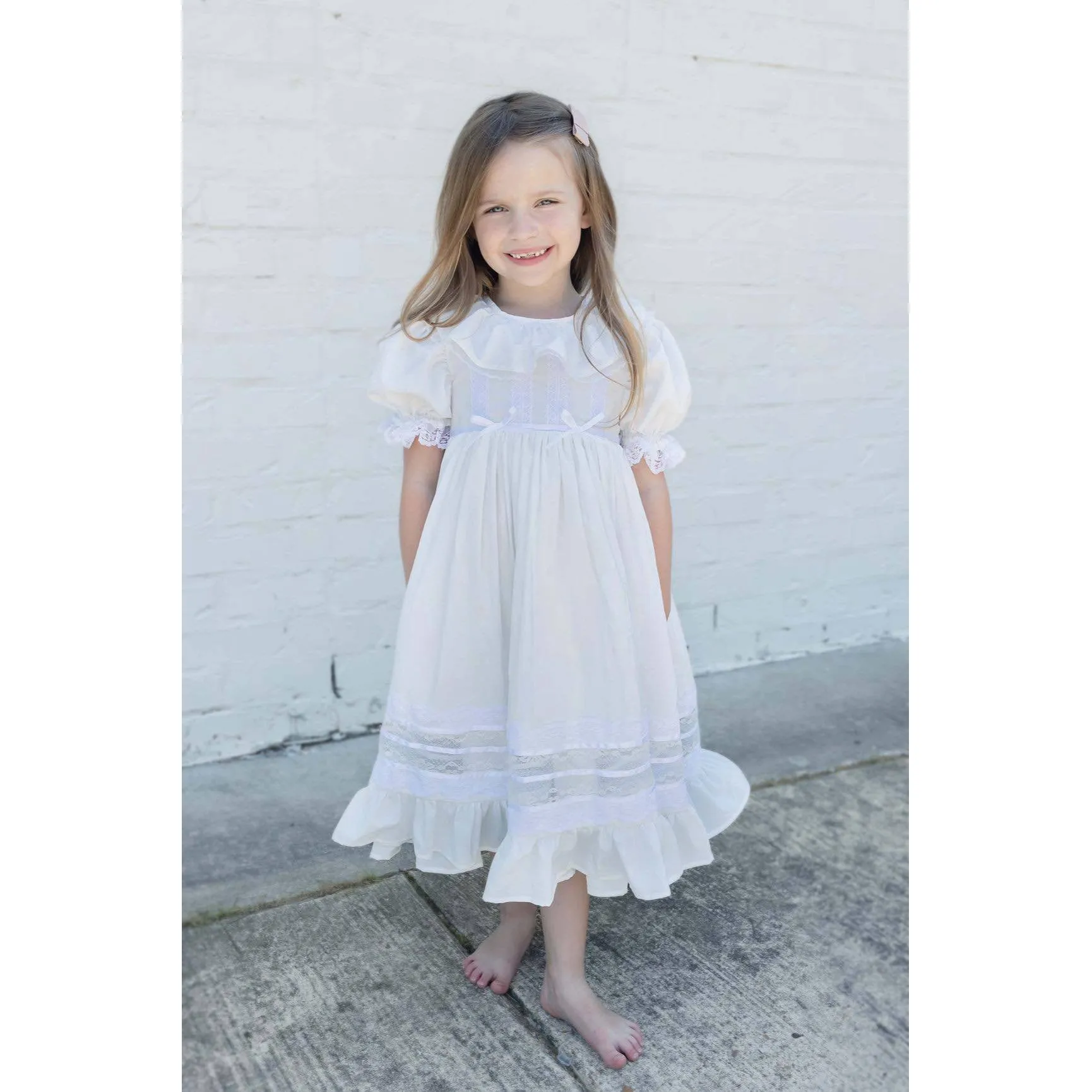 JannyBB White Elegant Heirloom Vintage Dress