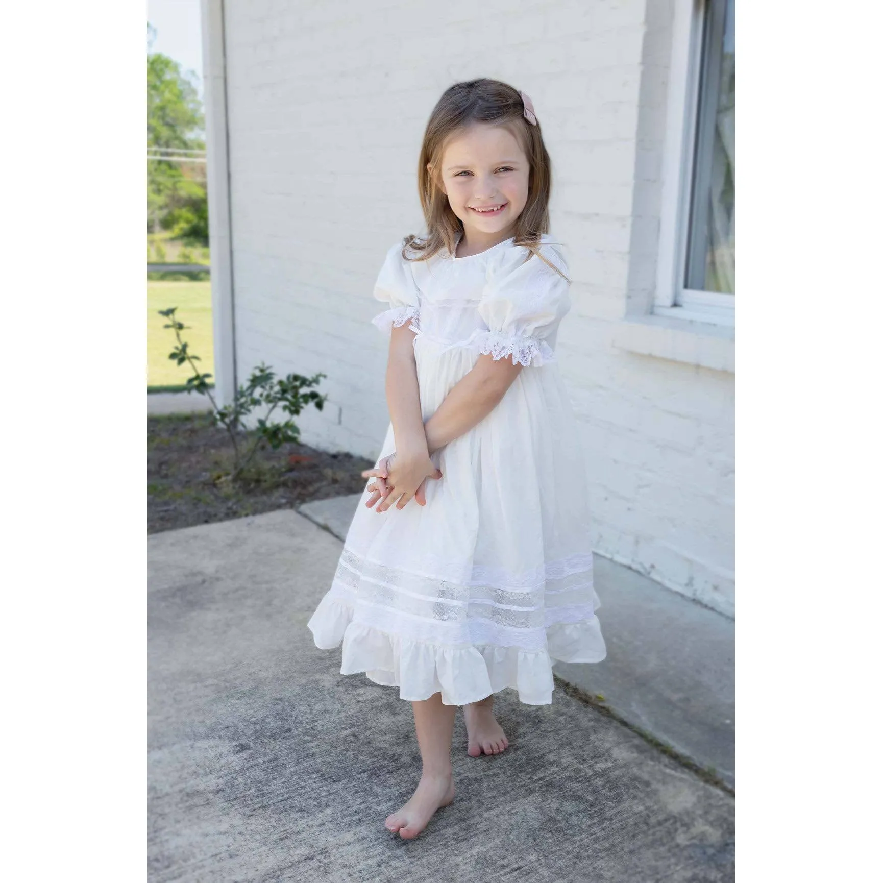 JannyBB White Elegant Heirloom Vintage Dress