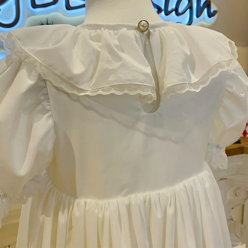 JannyBB White Elegant Heirloom Vintage Dress