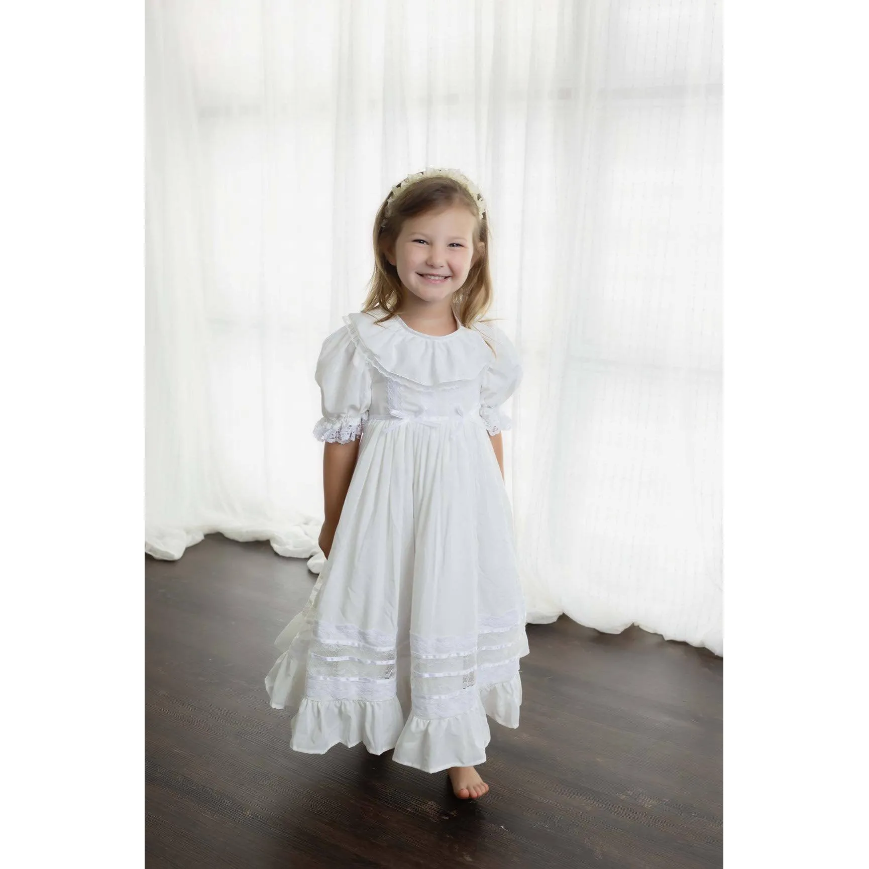 JannyBB White Elegant Heirloom Vintage Dress