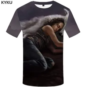 KYKU Brand Wolf T shirt Men Beauty T shirts Funny Animal Tshirt Anime Character T-shirt 3d Love Tshirts Print Mens Fashion