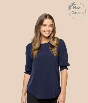 Lola 3/4 Sleeve Shirred Cuff Top