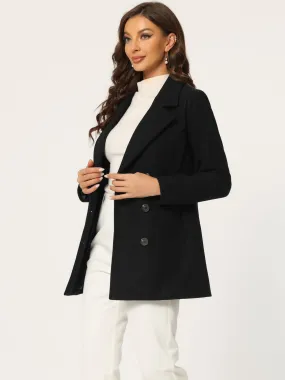 Long Sleeve Double Breasted Button Winter Outerwear Pea Coat