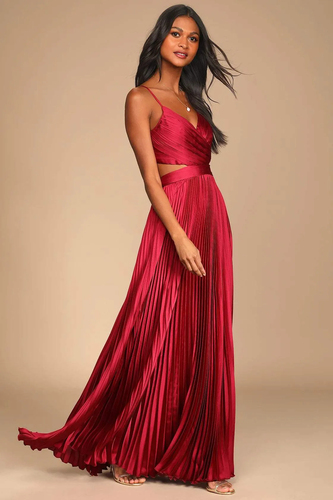 Lulu's Got The Glam Pleated Cut Out Maxi