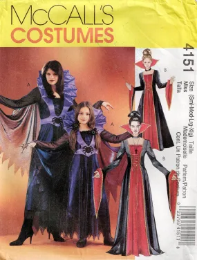 McCall's 4151 Womens / Teen Girls VAMPIRE Halloween Theatre Costume Out Of Print Sewing Pattern Size S - XL UNCUT Factory Folded