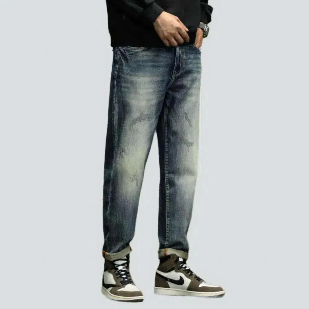 Medium wash fashion jeans
 for men